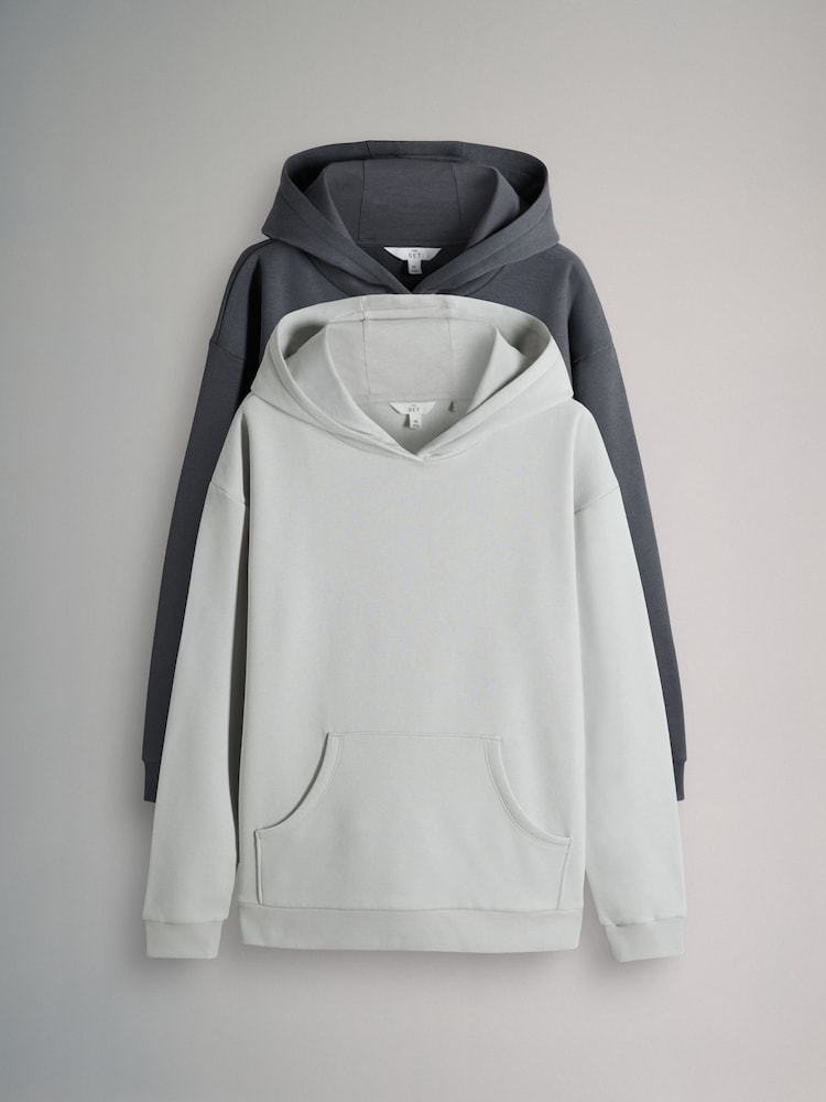 The Set Charcoal Grey/Light Grey 2 Pack Relaxed Hoodie - Image 1 of 5