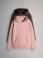 The Set Chocolate Brown/Pink 2 Pack Relaxed Hoodie - Image 1 of 5