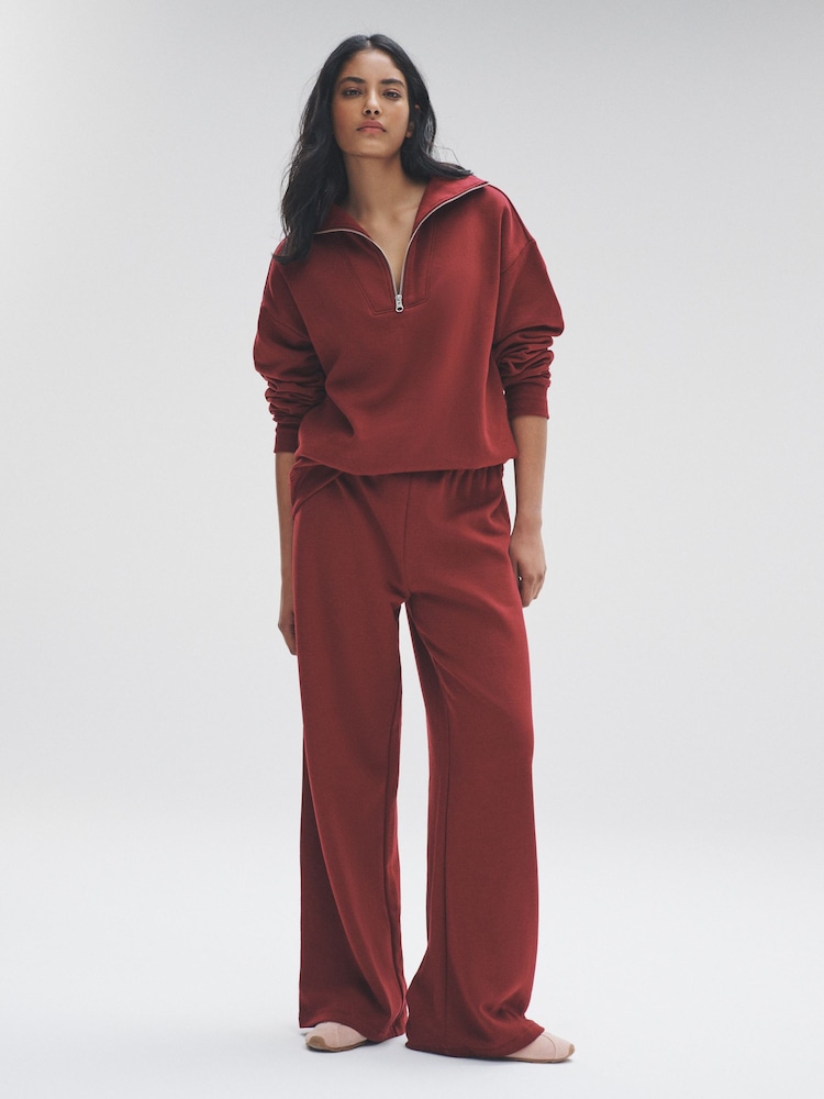 The Set Red/Brown 2 Pack Wide Leg Joggers - Image 2 of 6 The Set Red/Brown 2 Pack Wide Leg Joggers - Image 2 of 6
