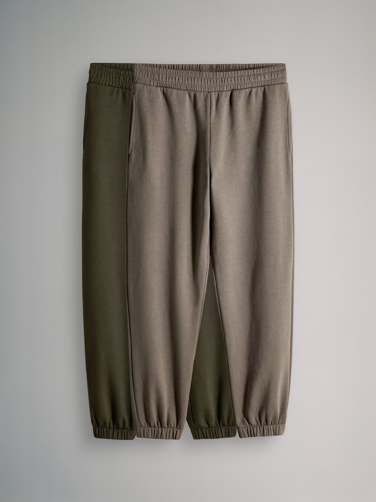 The Set Khaki Green/Taupe Brown 2 Pack Cuffed Joggers - Image 1 of 5