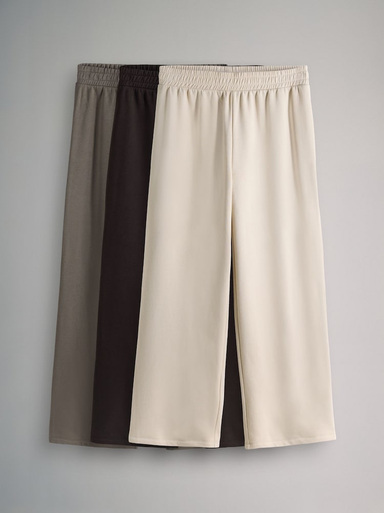 The Set Chocolate Brown/Taupe Brown / Cream 3 Pack Wide Leg Joggers - Image 1 of 3 The Set Chocolate Brown/Taupe Brown / Cream 3 Pack Wide Leg Joggers - Image 1 of 3