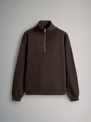 The Set Brown 2 Pack Half Zip Funnel Neck Sweatshirts and Wide Leg Joggers Set - Image 2 of 5