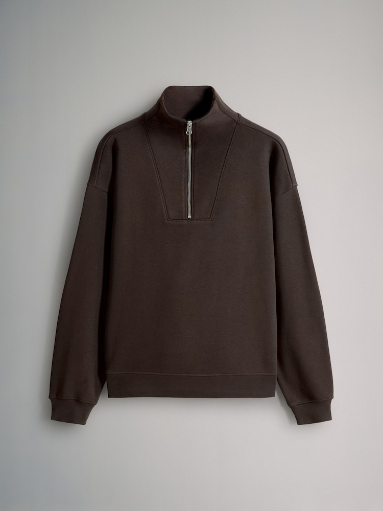 The Set Brown 2 Pack Half Zip Funnel Neck Sweatshirts and Wide Leg Joggers Set - Image 2 of 5