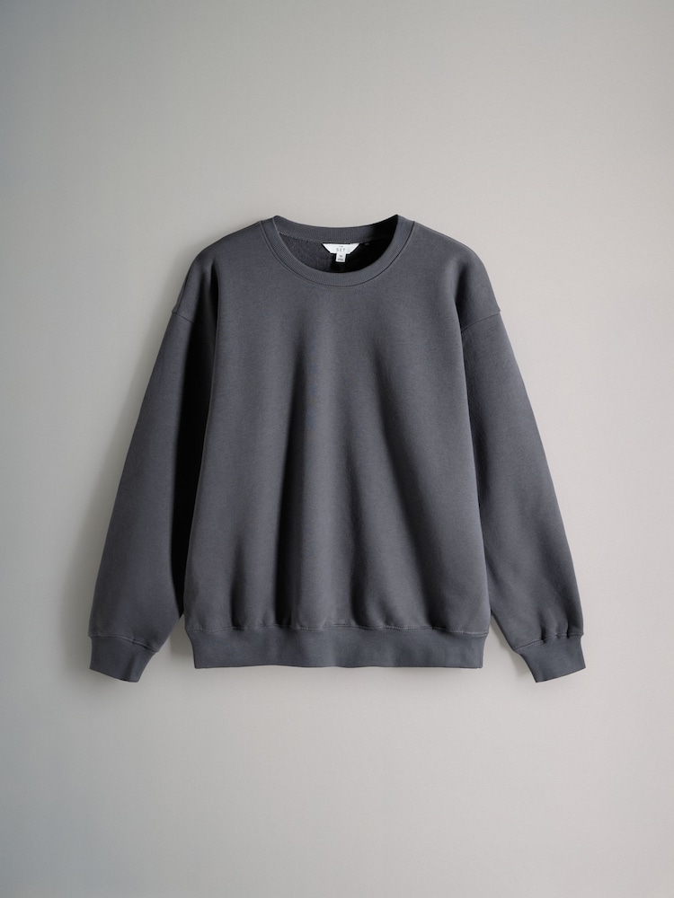 The Set Black/Charcoal Grey Marl 3 Pack Relaxed Crew Neck Sweatshirts - Image 2 of 6