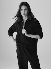 The Set Navy 2 Pack Half Zip Funnel Neck Sweatshirts and Wide Leg Joggers Set - Image 7 of 11