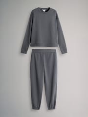 The Set Charcoal Grey 2 Piece Sweatshirt and Cuffed Joggers Set - Image 1 of 5