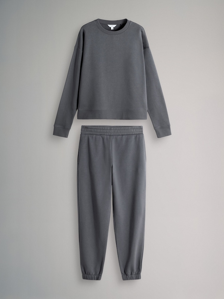 The Set Charcoal Grey 2 Piece Sweatshirt and Cuffed Joggers Set - Image 1 of 5