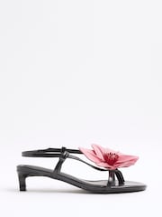 River Island 3D Flower Kitten Heel Sandals - Image 1 of 6