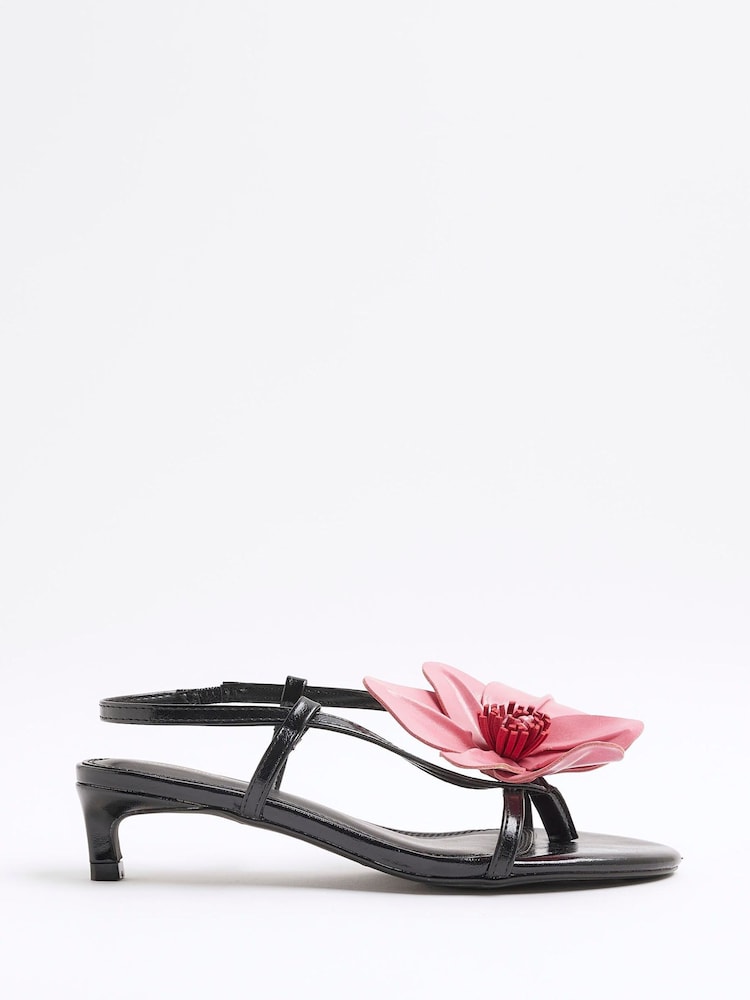 River Island 3D Flower Kitten Heel Sandals - Image 1 of 6