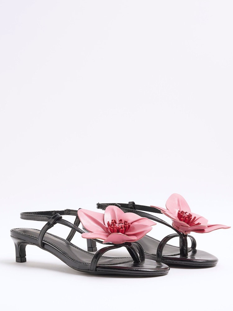 River Island 3D Flower Kitten Heel Sandals - Image 2 of 6