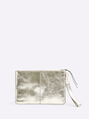 River Island Gold Metallic Leather Pouch Bag - Image 3 of 6