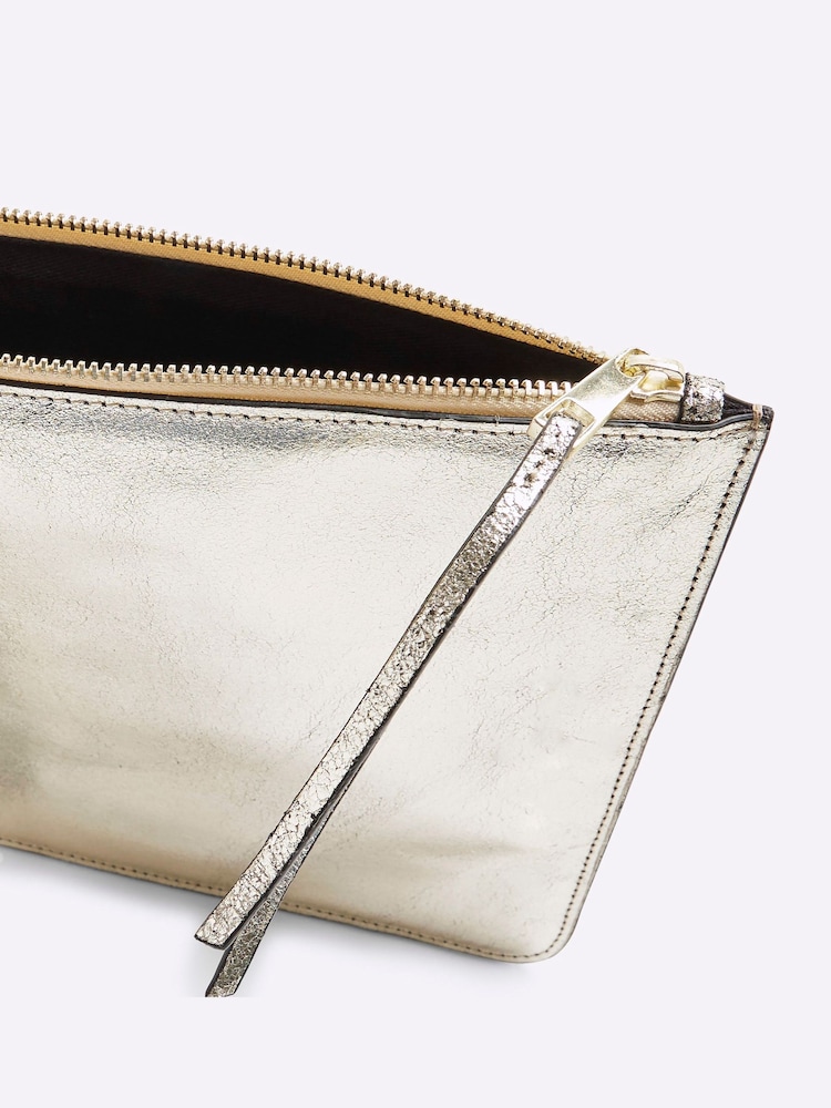 River Island Gold Metallic Leather Pouch Bag - Image 6 of 6