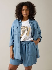 Evans Blue Washed Tencel Shorts - Image 1 of 5