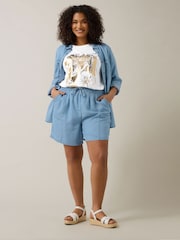 Evans Blue Washed Tencel Shorts - Image 2 of 5