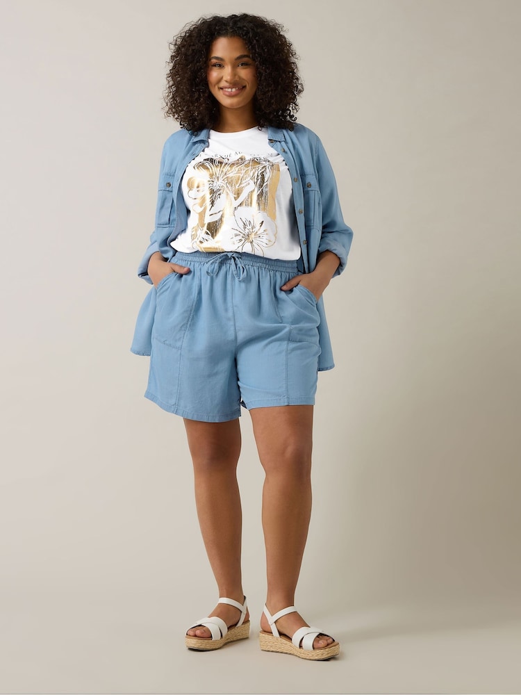 Evans Blue Washed Tencel Shorts - Image 2 of 5