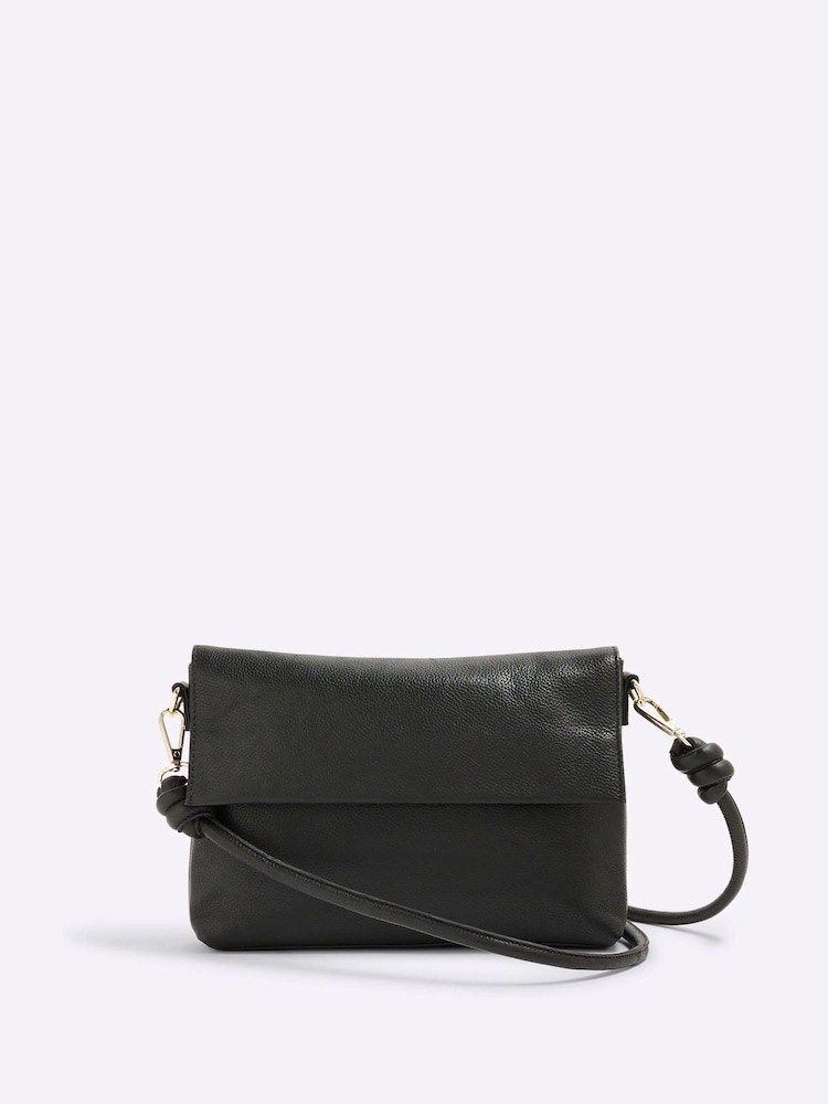 River Island Black Leather Knot Strap Cross-Body Bag - Image 1 of 6