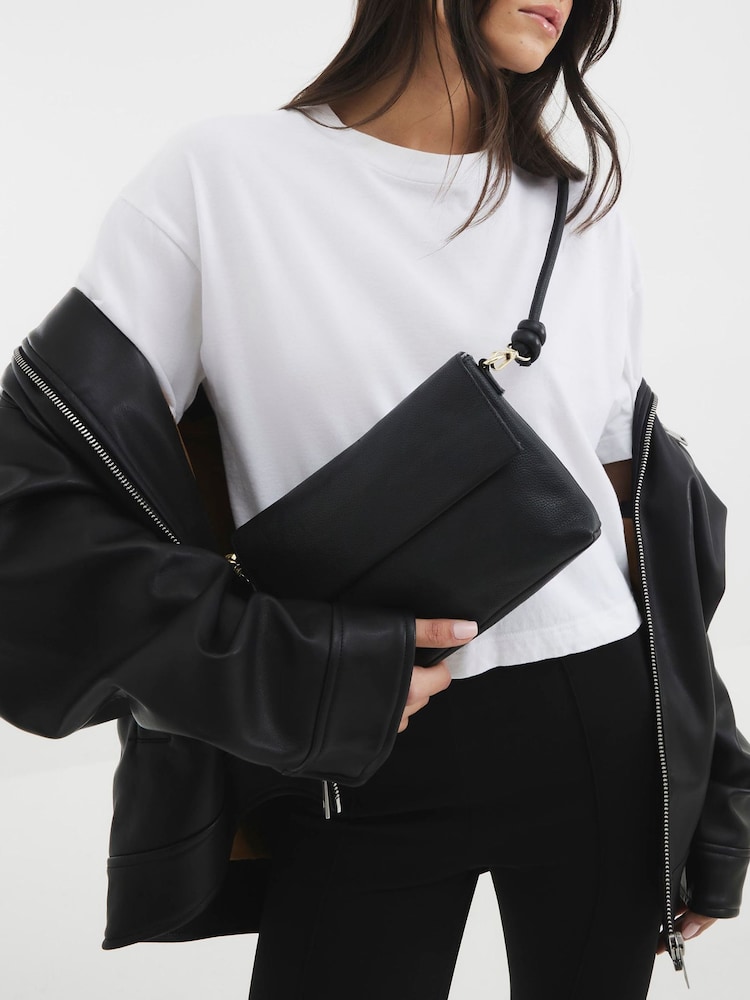 River Island Black Leather Knot Strap Cross-Body Bag - Image 6 of 6 River Island Black Leather Knot Strap Cross-Body Bag - Image 6 of 6