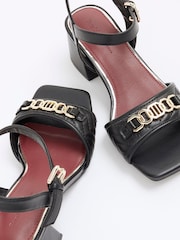 River Island Black Snaffle Blocked Heel Sandals - Image 3 of 5