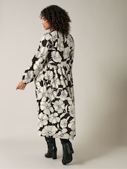 Evans Contrast Floral Print Crepe Black Midi Dress - Image 5 of 5