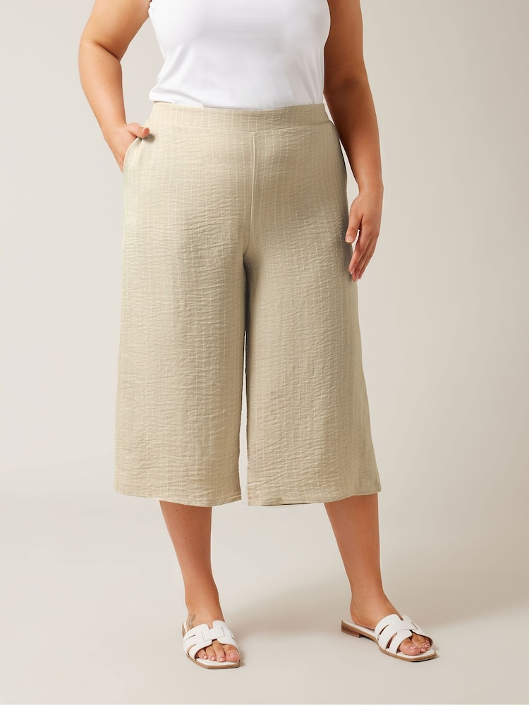 Evans Natural Wide Leg Culottes - Image 1 of 4