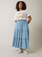 Evans Blue Tencel Boho Skirt - Image 1 of 5
