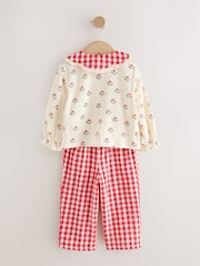 Red/Cream Woven Button Through Pyjamas (9mths-10yrs) - Image 2 of 5