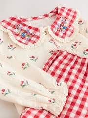 Қызыл/Крем түсті - Пижама арқылы тоқылған түйме (9ай-10жыл) - 8суретінің 7 суреті