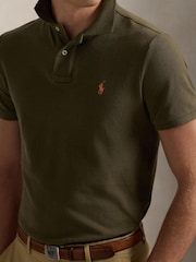 Polo Ralph Lauren Khaki Short Sleeve Mesh Polo Shirt - Image 5 of 7