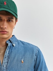 Polo Ralph Lauren Mid Denim Blue Long Sleeve Custom Fit Oxford Shirt - Image 6 of 6