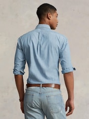 Polo Ralph Lauren Denim Blue Long Sleeve Custom Fit Oxford Shirt - Image 2 of 4