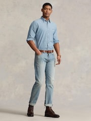 Polo Ralph Lauren Denim Blue Long Sleeve Custom Fit Oxford Shirt - Image 3 of 4