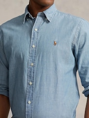 Polo Ralph Lauren Denim Blue Long Sleeve Custom Fit Oxford Shirt - Image 4 of 4