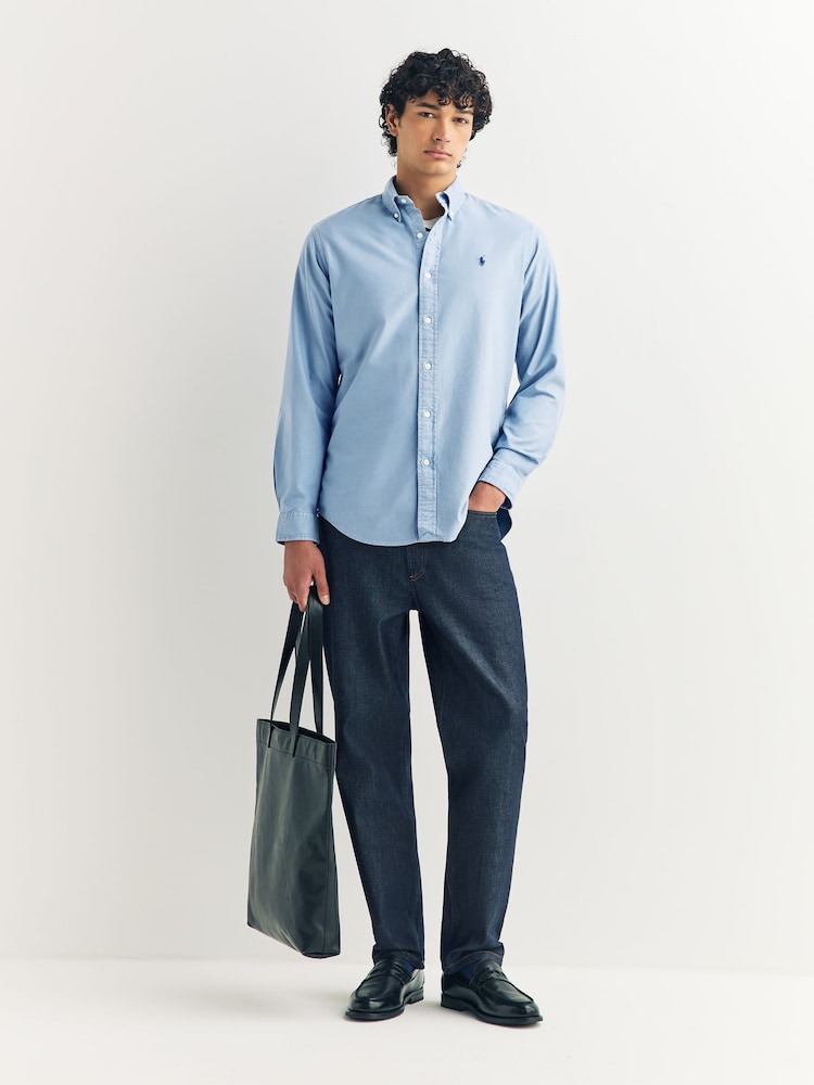 Polo Ralph Lauren Light Blue Long Sleeve Custom Fit Oxford Shirt - Image 2 of 5 Polo Ralph Lauren Light Blue Long Sleeve Custom Fit Oxford Shirt - Image 2 of 5