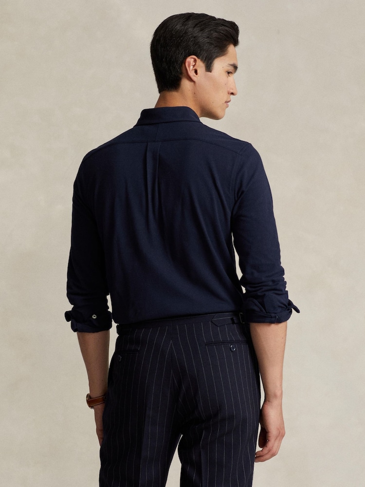 Polo Ralph Lauren Navy Blue Featherweight Mesh Shirt - Image 2 of 5 Polo Ralph Lauren Navy Blue Featherweight Mesh Shirt - Image 2 of 5