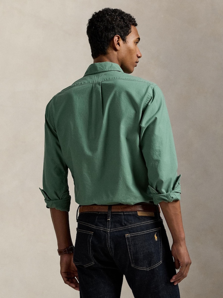 Polo Ralph Lauren Green Long Sleeve Custom Fit Oxford Shirt - Image 2 of 4