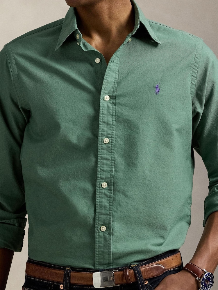 Polo Ralph Lauren Green Long Sleeve Custom Fit Oxford Shirt - Image 4 of 4