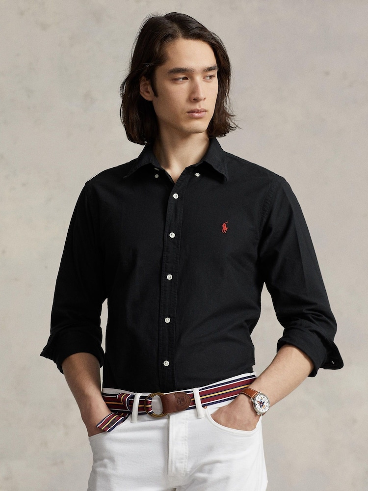 Polo Ralph Lauren Black Long Sleeve Custom Fit Oxford Shirt - Image 1 of 5