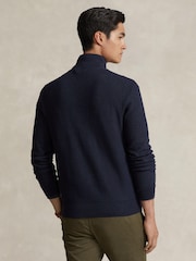 Polo Ralph Lauren Blue Polo Ralph Lauren Mesh-Knit Cotton Quarter-Zip Sweater - Image 3 of 5