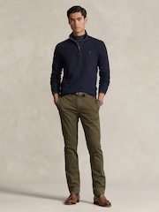 Polo Ralph Lauren Blue Polo Ralph Lauren Mesh-Knit Cotton Quarter-Zip Sweater - Image 4 of 5