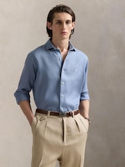 Polo Ralph Lauren Blue Custom Fit Linen Shirt - Image 1 of 4