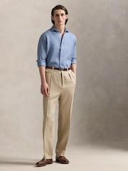 Polo Ralph Lauren Blue Custom Fit Linen Shirt - Image 3 of 4