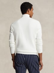 Polo Ralph Lauren White Polo Ralph Lauren Mesh-Knit Cotton Quarter-Zip Sweater - Image 2 of 5
