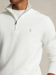 Polo Ralph Lauren White Polo Ralph Lauren Mesh-Knit Cotton Quarter-Zip Sweater - Image 4 of 5