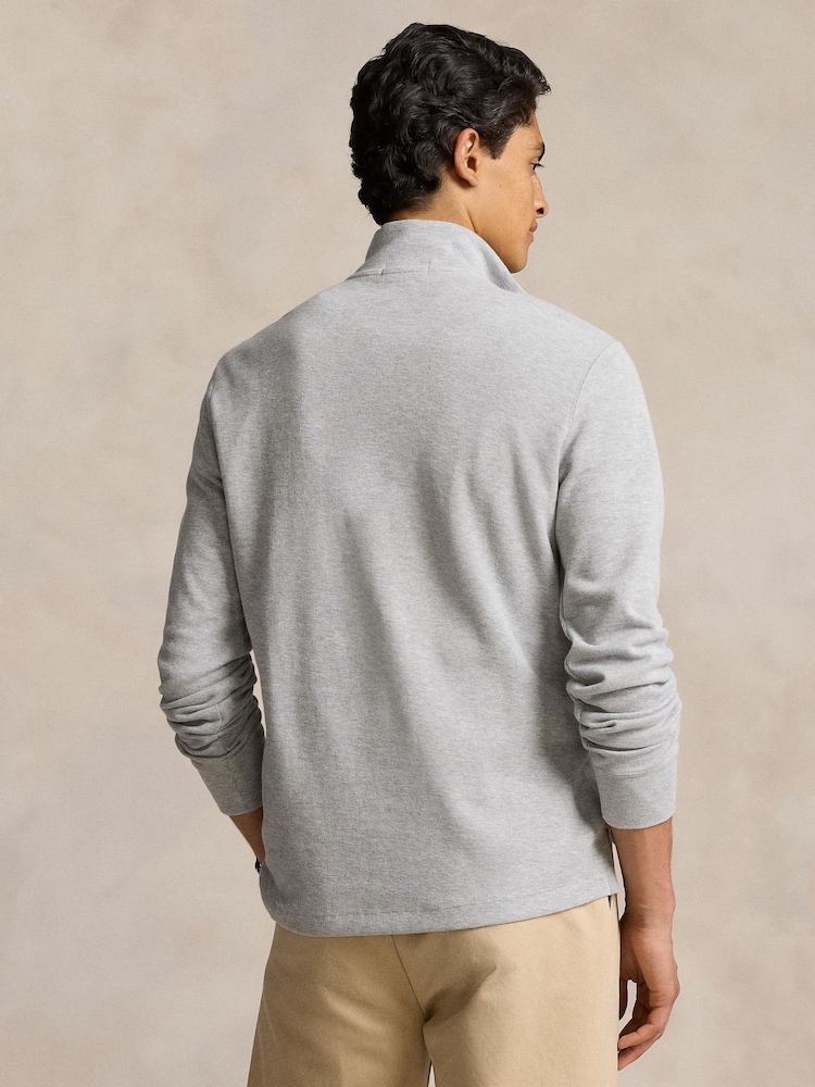 Polo Ralph Lauren Grey Estate Rib Quarter Zip Sweatshirt - Image 2 of 5 Polo Ralph Lauren Grey Estate Rib Quarter Zip Sweatshirt - Image 2 of 5