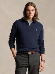 Polo Ralph Lauren Blue Long Sleeve Quarter Zip Sweatshirt - Image 1 of 6