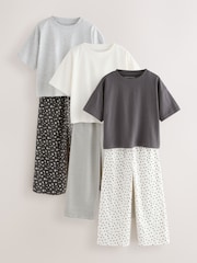 Monochrome Print Wide Leg Pyjamas 3 Pack (3-16yrs) - Image 1 of 7