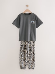 Charcoal Grey Cat Print Jogger Pyjamas 2 Pack (3-16yrs) - Image 8 of 11
