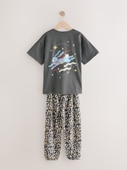 Charcoal Grey Cat Print Jogger Pyjamas 2 Pack (3-16yrs) - Image 9 of 11
