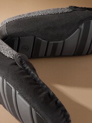 Grey Signature Suede Fabric Trim Moccasin Slippers - Image 6 of 7