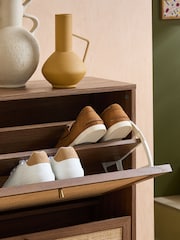 MADE.COM Dark Oak Effect Pavia Rattan Shoe Storage - Image 2 of 3